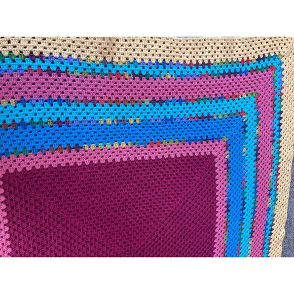 Handmade Afghan Crocheted Blanket lap or throw Colorful Square - Picture 6 of 7